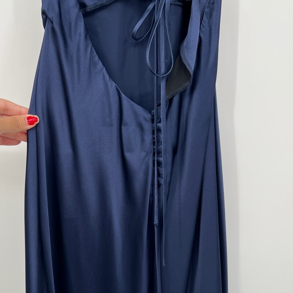 Reformation NEW Navy Backless Dress Jeany Blue Small Petite SP - Picture 6 of 10